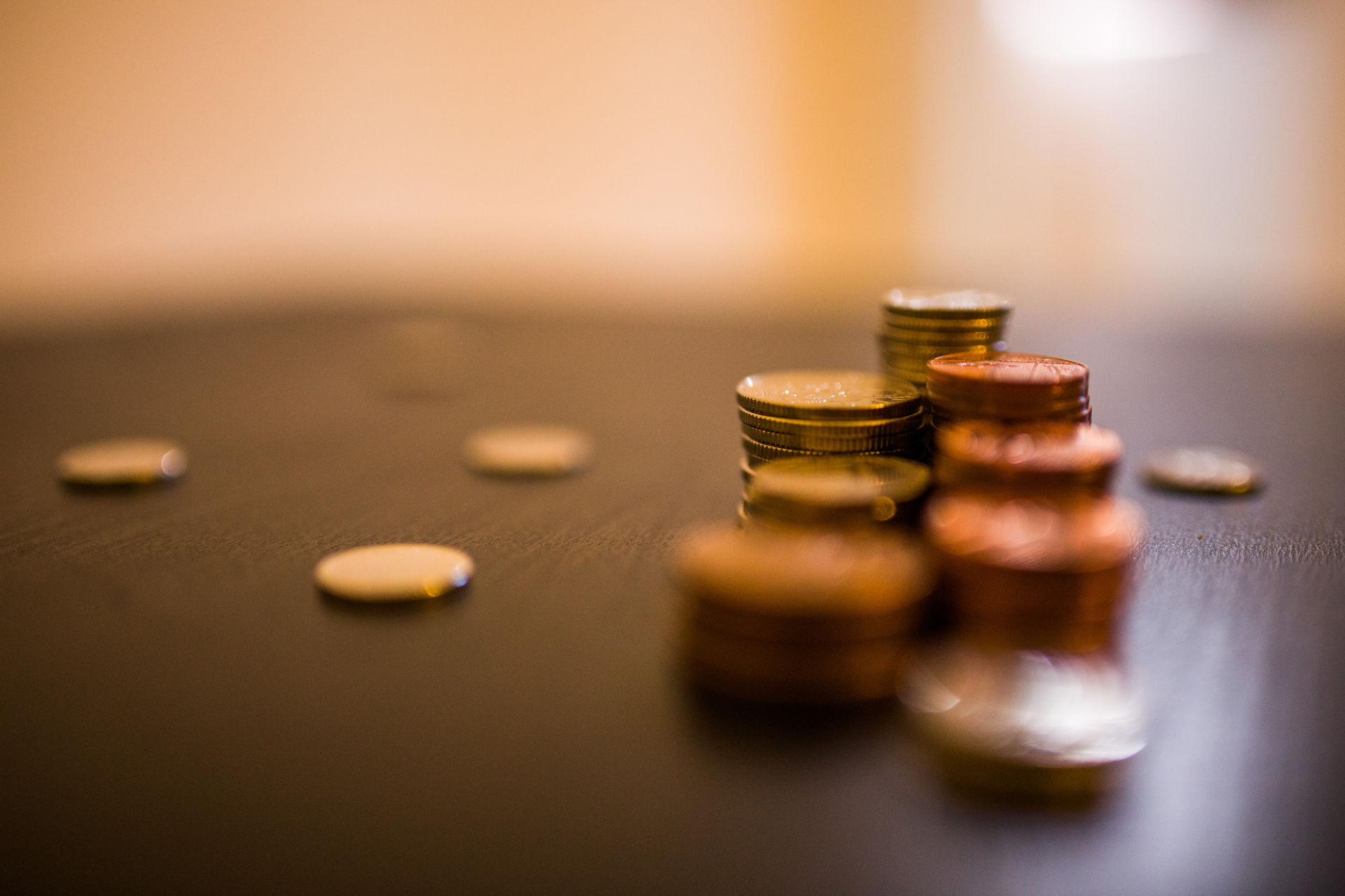 Coins on a table