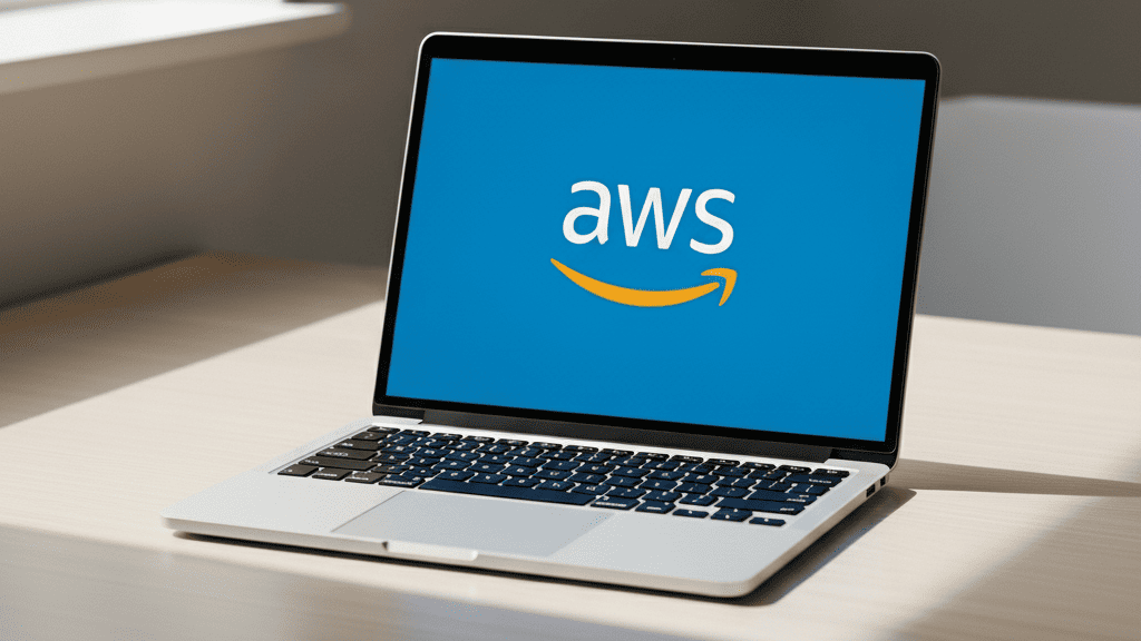 Laptop with AWS Logo
